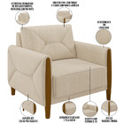 Kit Sofá 02 Lugares Sala Estar 165cm Com 02 Poltronas Berilo