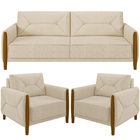 Kit Sofá 02 Lugares Sala Estar 165cm Com 02 Poltronas Berilo