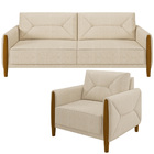 Kit Sofá 02 Lugares Sala Estar 165cm Com Poltrona Berilo Pés