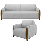 Kit Sofá 02 Lugares Sala Estar 168cm Com Poltrona Flora Pés D