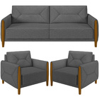 Kit Sofá 03 Lugares Sala Estar 220cm Com 02 Poltronas Berilo