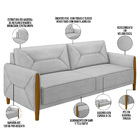 Kit Sofá 03 Lugares Sala Estar 220cm Com Poltrona Berilo Pés