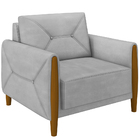 Kit Sofá 03 Lugares Sala Estar 220cm Com Poltrona Berilo Pés