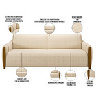 Kit Sofá 03 Lugares Sala Estar 223cm Com 02 Poltronas Flora P