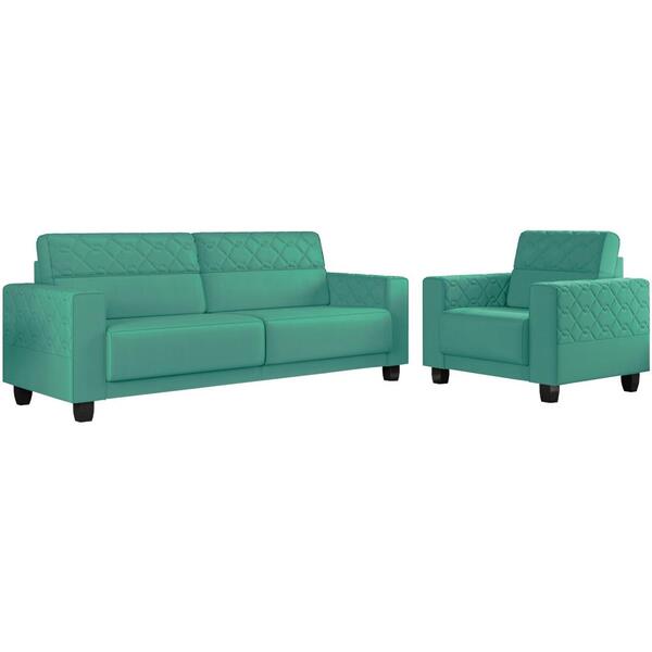 Kit Sofa 154 Cm E Poltrona Decorativa Greco Veludo Moll