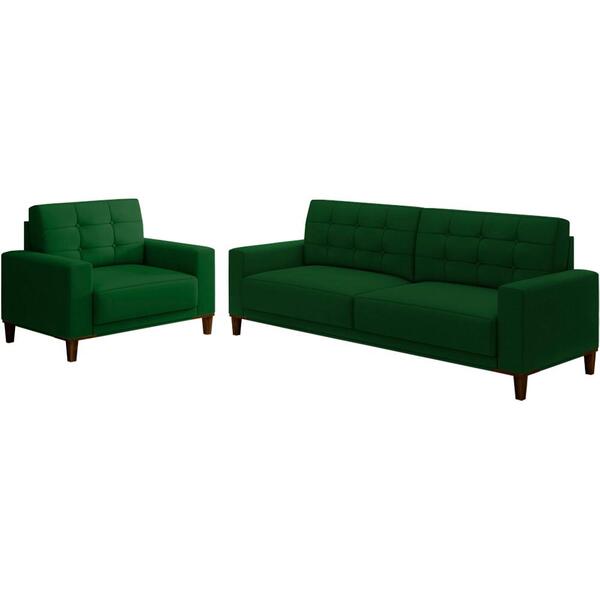Kit Sofa 172 Cm E Poltrona Decorativa Dijon Veludo Moll