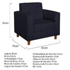 Kit Sofá 180cm E Poltrona Em Corano Dallas Azul Marinho
