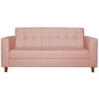 Kit Sofá 180cm E Poltrona Em Corano Dallas Rosa Bebê