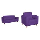 Kit Sofá 180cm E Poltrona Em Corano Dallas Roxo