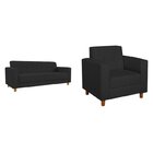 Kit Sofá 180cm E Poltrona Em Corino Dallas Preto