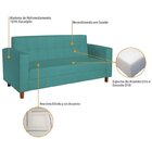 Kit Sofá 180cm E Poltrona Em Suede Dallas Azul Turquesa