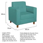 Kit Sofá 180cm E Poltrona Em Suede Dallas Azul Turquesa