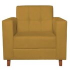 Kit Sofá 180cm E Poltrona Em Suede Dallas Mostarda