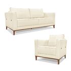 Kit Sofá 210cm E Poltrona 100cm Alicia Sala De Estar Linho  P