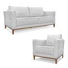 Kit Sofá 210cm E Poltrona 100cm Alicia Sala De Estar Linho  R