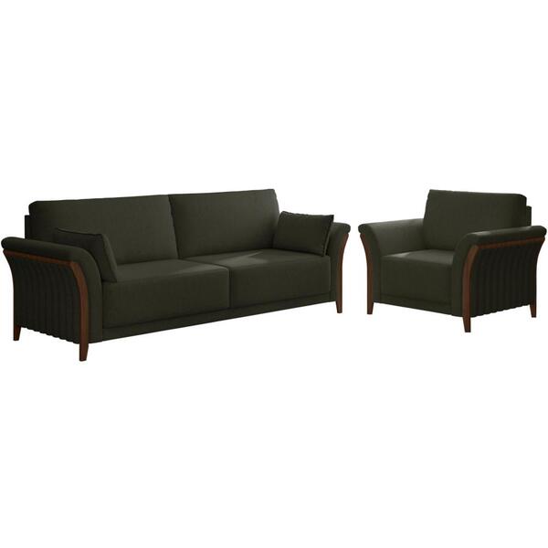 Kit Sofa 222 Cm E Poltrona Decorativa Royalle Linho Moll