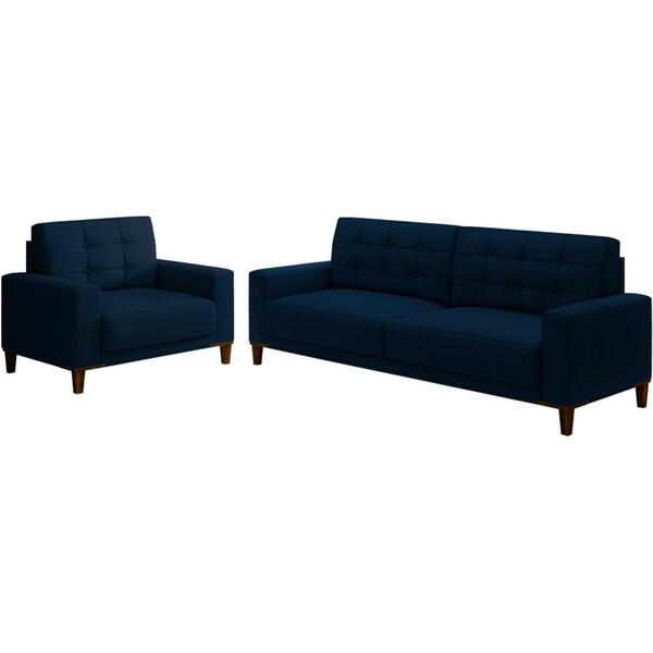 Kit Sofa 228 Cm E Poltrona Decorativa Dijon Veludo Moll