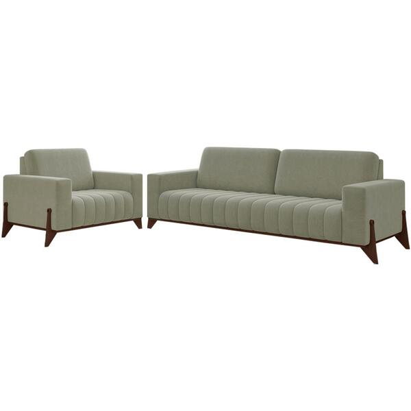 Kit Sofa 232 Cm E Poltrona Decorativa Veron Veludo Moll