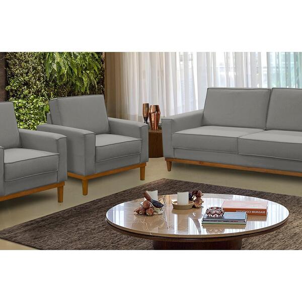 Kit Sofá 2 Lugares 1,80m E 2 Poltronas Living Lavinia Linho C