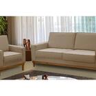 Kit Sofá 2 Lugares 1,80m E Poltrona Living Lavinia Linho Bege