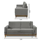 Kit Sofá 2 Lugares 1,80m E Poltrona Living Lavinia Linho Cinz