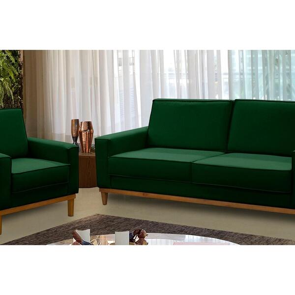Kit Sofá 2 Lugares 1,80m E Poltrona Living Lavinia Linho Verd