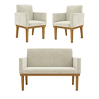 Kit Sofá 2 Lugares + Poltrona Com Base Suede Sala De Estar Be