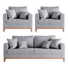 Kit Sofá 2 Lugares E 2 Poltronas Beny Com Base De Madeira Lin