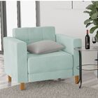 Kit Sofá 2 Lugares E 2 Poltronas Denver Linho Azul Turquesa -