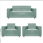 Kit Sofá 2 Lugares E 2 Poltronas Denver Linho Azul Turquesa -