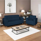 Kit Sofá 2 Lugares E 2 Poltronas Denver Suede Azul Marinho -
