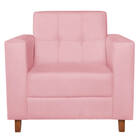Kit Sofá 2 Lugares E 2 Poltronas Denver Suede Rosa Bebê - Ama