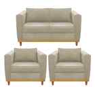 Kit Sofá 2 Lugares E 2 Poltronas Europa Linho Bege Doce Sonho