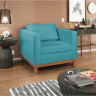 Kit Sofá 2 Lugares E 2 Poltronas Europa Suede Azul Turquesa D