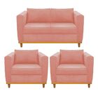 Kit Sofá 2 Lugares E 2 Poltronas Europa Suede Coral Amarena M