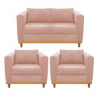 Kit Sofá 2 Lugares E 2 Poltronas Europa Suede Doce Sonho Móve