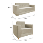 Kit Sofá 2 Lugares E Poltrona Denver Linho Bege - Amarena Móv