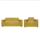 Kit Sofá 2 Lugares E Poltrona Denver Suede Amarelo - Doce Son