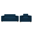 Kit Sofá 2 Lugares E Poltrona Denver Suede Azul Marinho - Ama
