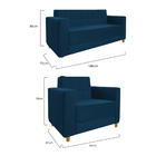 Kit Sofá 2 Lugares E Poltrona Denver Suede Azul Marinho - Ama