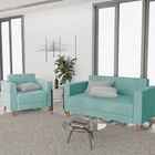 Kit Sofá 2 Lugares E Poltrona Denver Suede Azul Tiffany - Doc