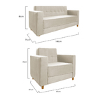 Kit Sofá 2 Lugares E Poltrona Denver Suede Bege - Doce Sonho