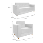 Kit Sofá 2 Lugares E Poltrona Denver Suede Branco - Doce Sonh