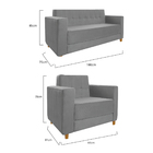 Kit Sofá 2 Lugares E Poltrona Denver Suede Cinza - Amarena Mó