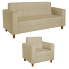 Kit Sofá 2 Lugares E Poltrona Denver Suede - Doce Sonho Móvei