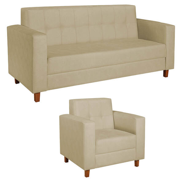 Kit Sofá 2 Lugares E Poltrona Denver Suede - Doce Sonho Móvei