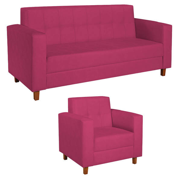 Kit Sofá 2 Lugares E Poltrona Denver Suede - Doce Sonho Móvei