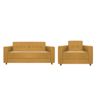 Kit Sofá 2 Lugares E Poltrona Denver Suede Mostarda - Amarena