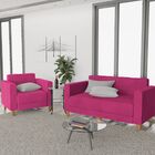 Kit Sofá 2 Lugares E Poltrona Denver Suede Pink - Amarena Móv