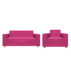 Kit Sofá 2 Lugares E Poltrona Denver Suede Pink - Doce Sonho